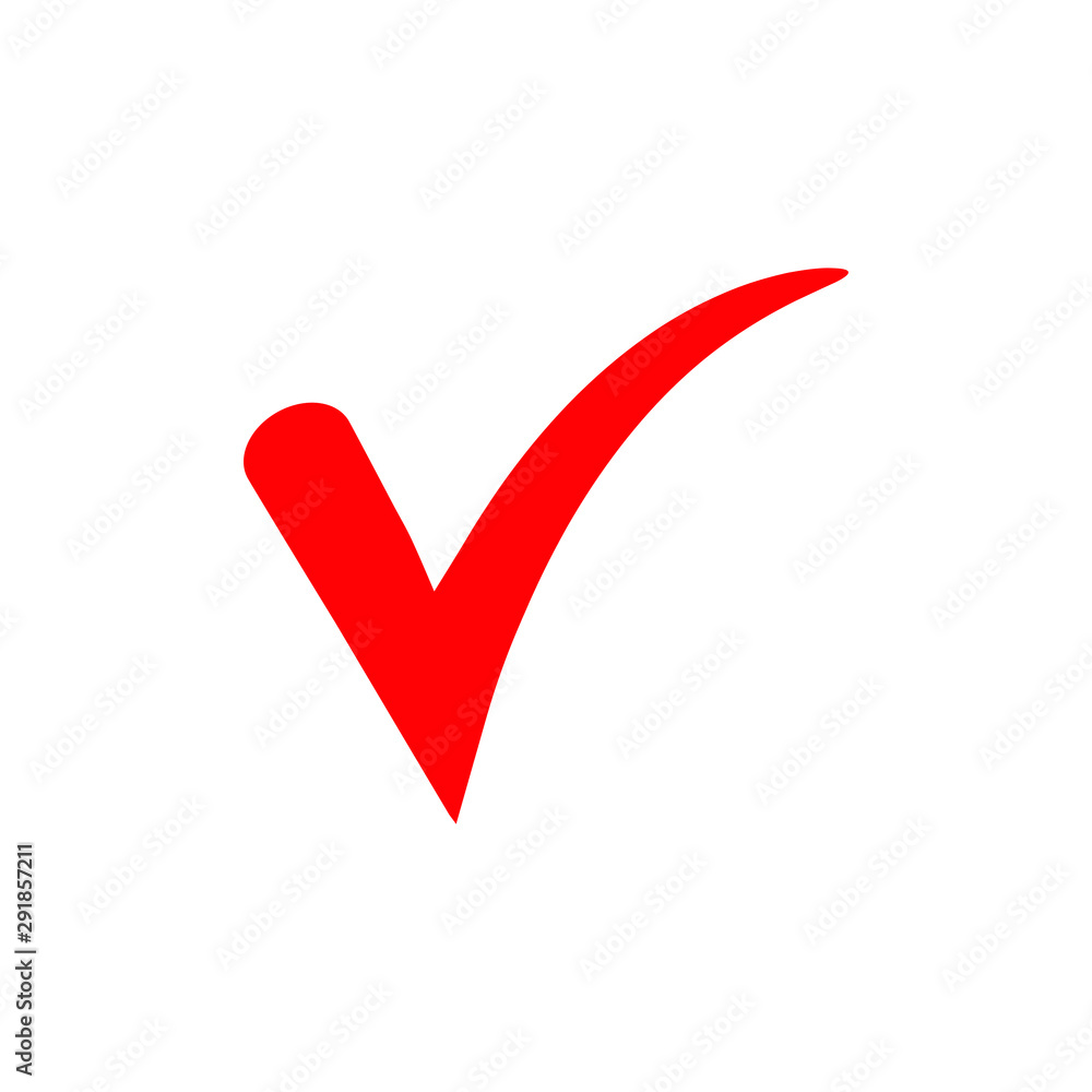 Red check mark icon. Tick symbol, tick icon vector illustration