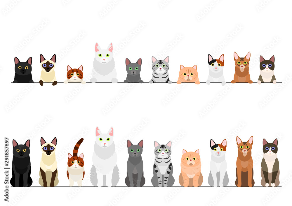 Naklejka border set of various cats