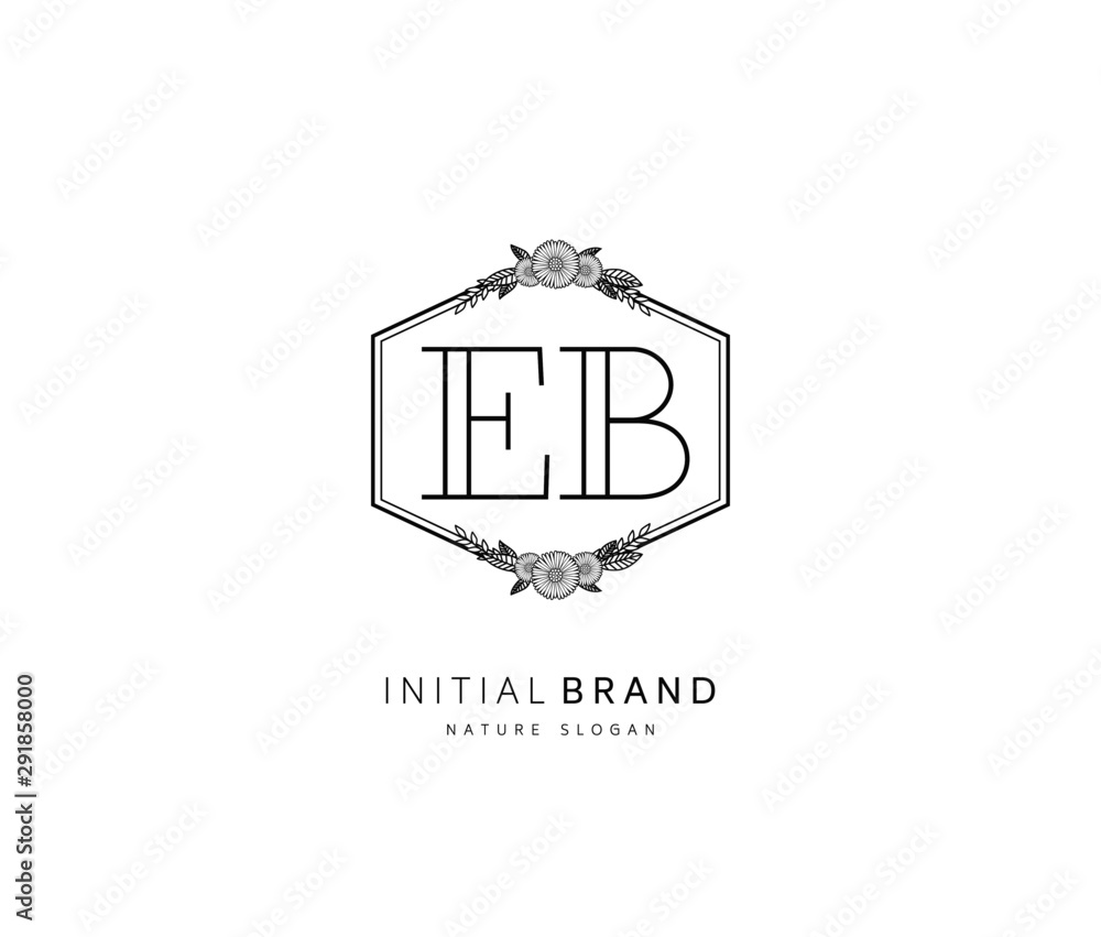 E B EB Beauty vector initial logo, handwriting logo of initial signature, wedding, fashion, jewerly, boutique, floral and botanical with creative template for any company or business.
