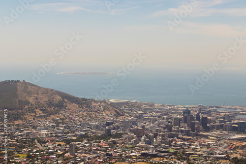 Panoramic views of the Cape Town coast, Robben Island and Cape Town Stadium, Green Point Park and Sea Point Promenade.