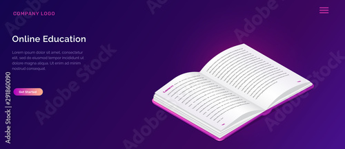 Online library or education isometric concept vector illustration