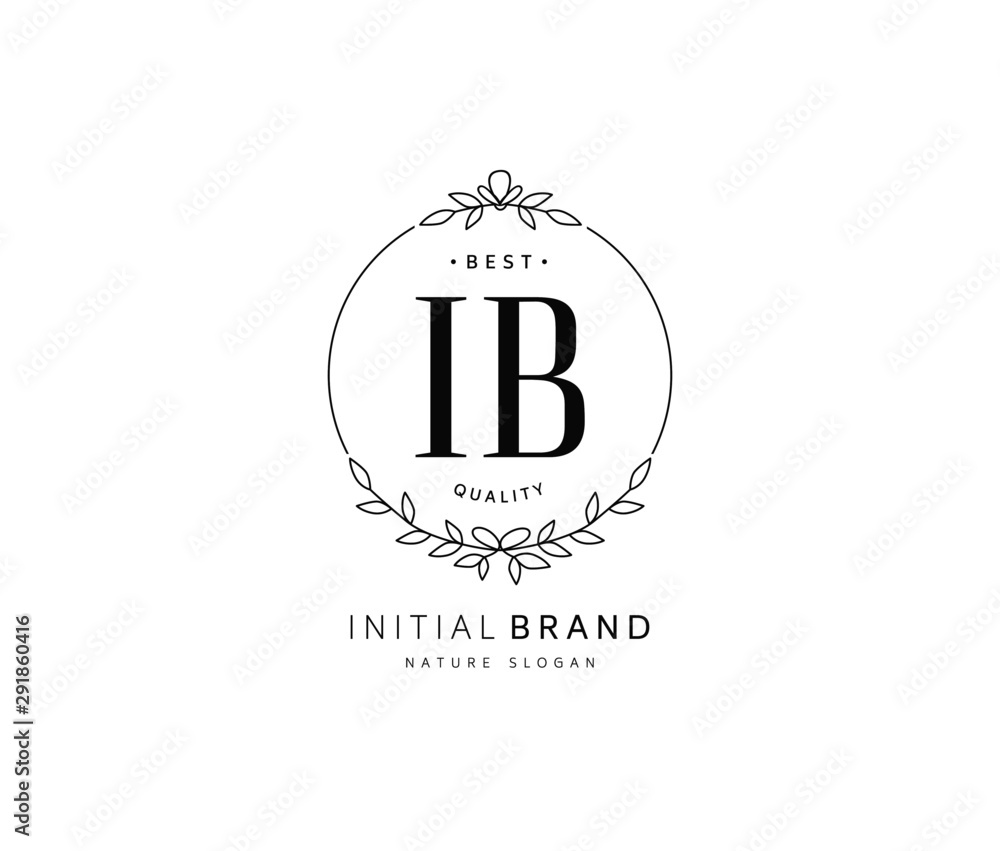 I B IB Beauty vector initial logo, handwriting logo of initial signature, wedding, fashion, jewerly, boutique, floral and botanical with creative template for any company or business.