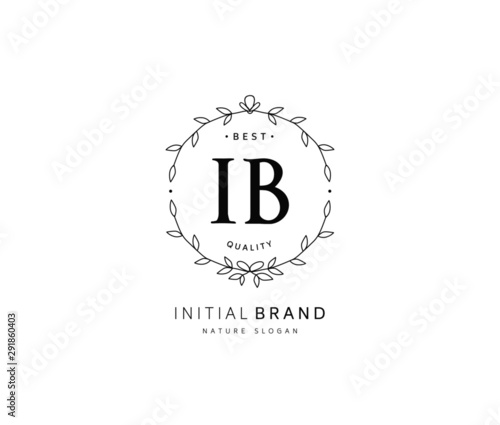 I B IB Beauty vector initial logo, handwriting logo of initial signature, wedding, fashion, jewerly, boutique, floral and botanical with creative template for any company or business.