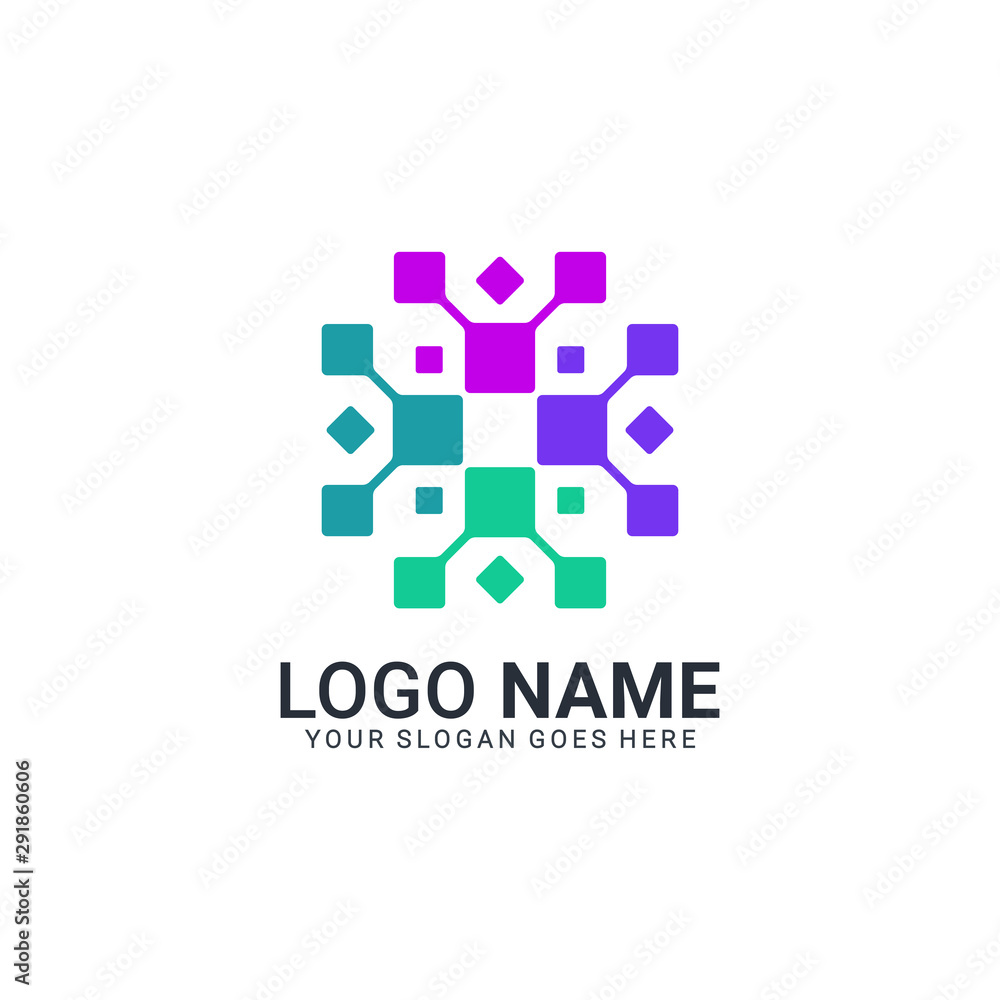 Abstract digital technology symbol logo design. Editable logo design