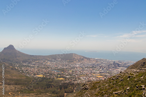 Panorama view of the whole coast of Cape Town, South Africa from Table Mountain.