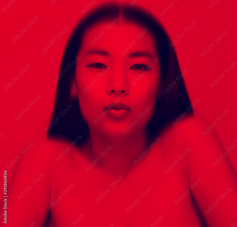 Red light amazing beauty portrait on red Red light amazing beauty portrait on red