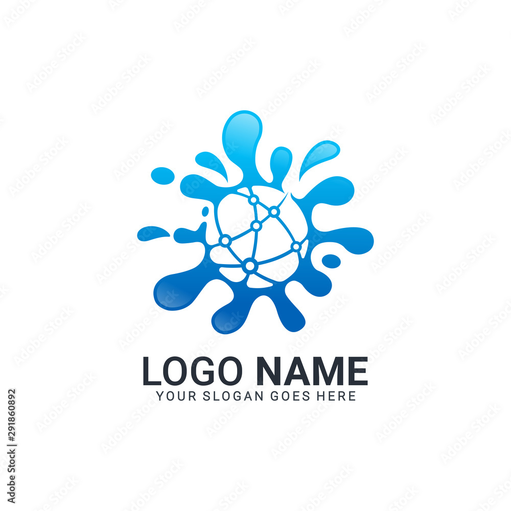 Modern tech splash logo. Editable logo design Modern tech splash logo. Editable logo design