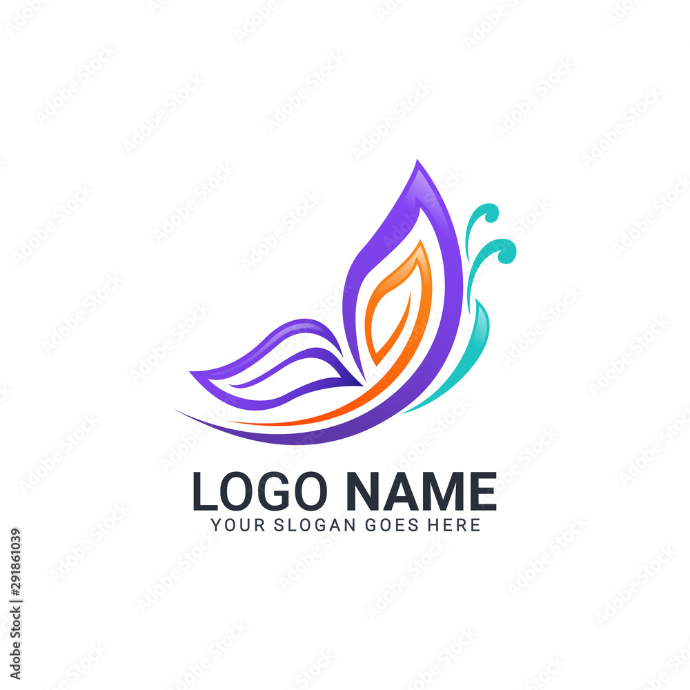 Colorful modern butterfly logo. Editable logo design Colorful modern butterfly logo. Editable logo design