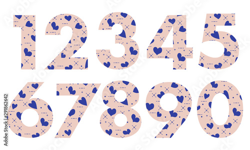 Arabic numerals with hearts.
