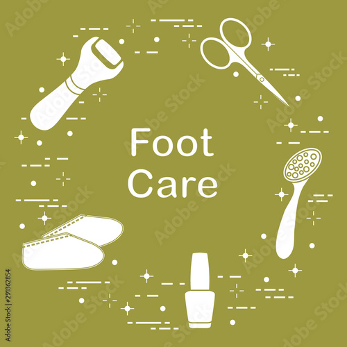 Tools for pedicure. Personal care.