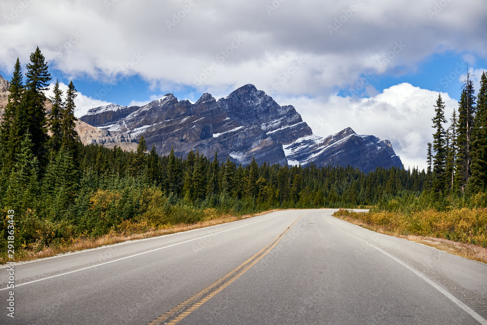 Road to mountains, Banff National Park, Alberta, Canada. Road to mountains, Banff National Park, Alberta, Canada.