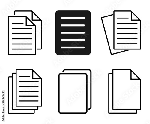 Paper Icon Set, File Duplicate Icon, Document Icon Vector Illustration – Vector