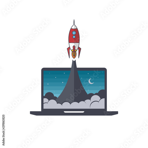 notebook laptop boost start up space rocket shuttle theme