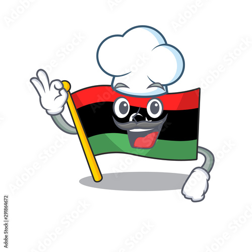 Chef flag libya cartoon isolated the mascot