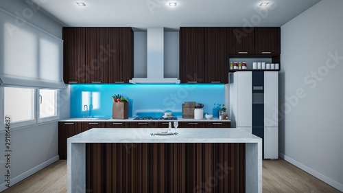 kitchen interior 3d Rendering