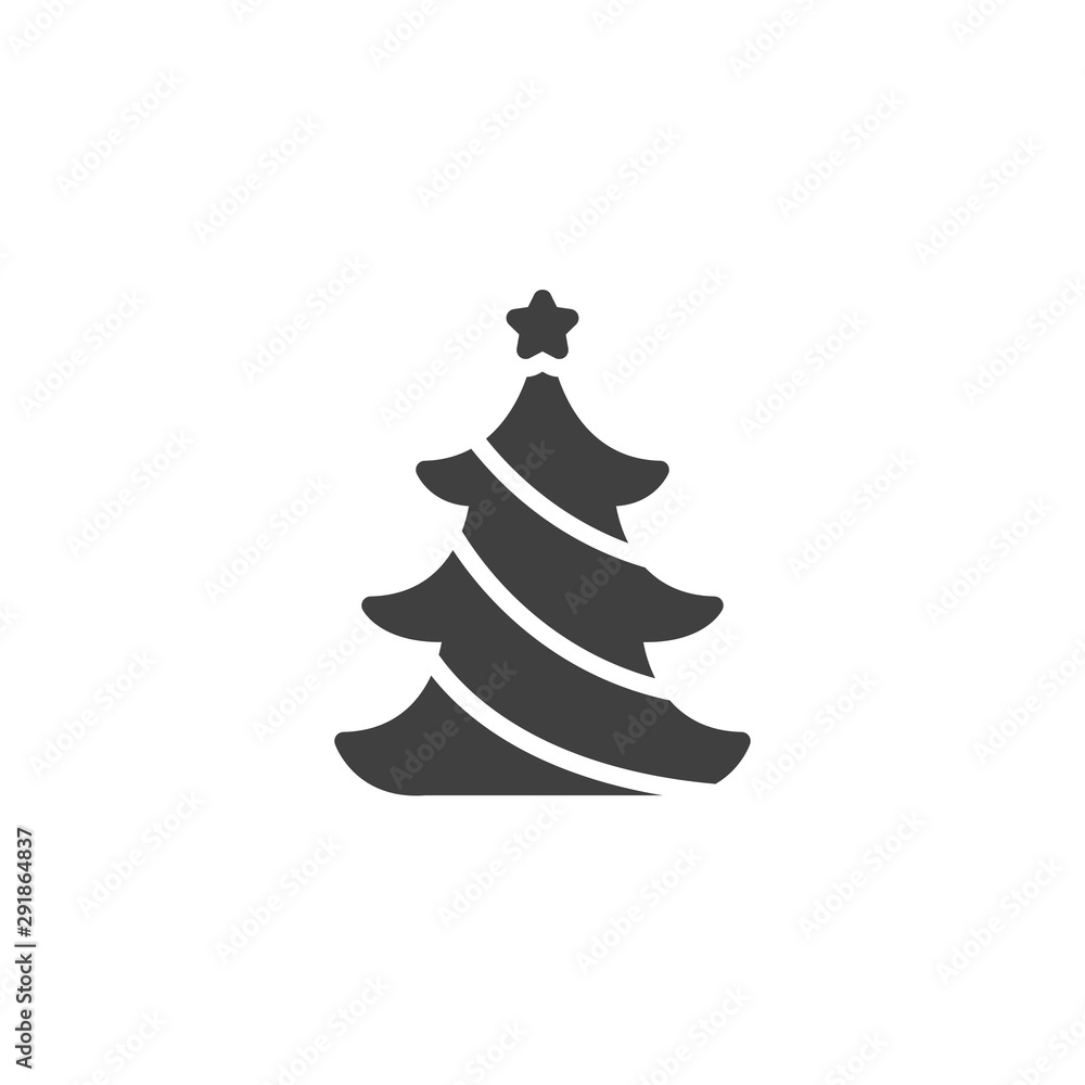 Christmas tree with ribbon and star vector icon. filled flat sign for mobile concept and web design. xmas tree decoration glyph icon. Symbol, logo illustration. Vector graphics Christmas tree with ribbon and star vector icon. filled flat sign for mobile concept and web design. xmas tree decoration glyph icon. Symbol, logo illustration. Vector graphics