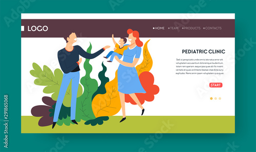 Pediatric clinic and family doctor landing web page template