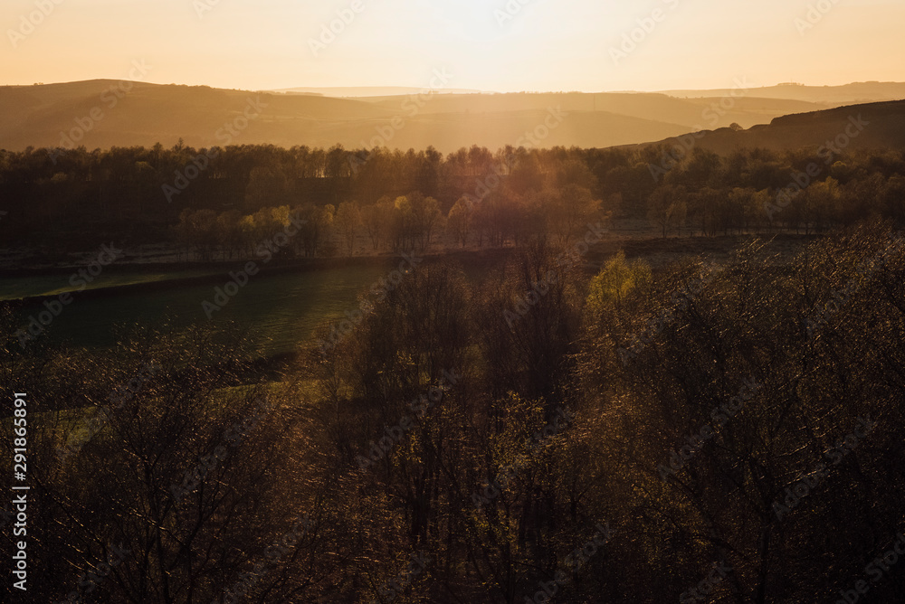 Sunset seen from Birchen Edge, Derbyshire, UK. Sunset seen from Birchen Edge, Derbyshire, UK.