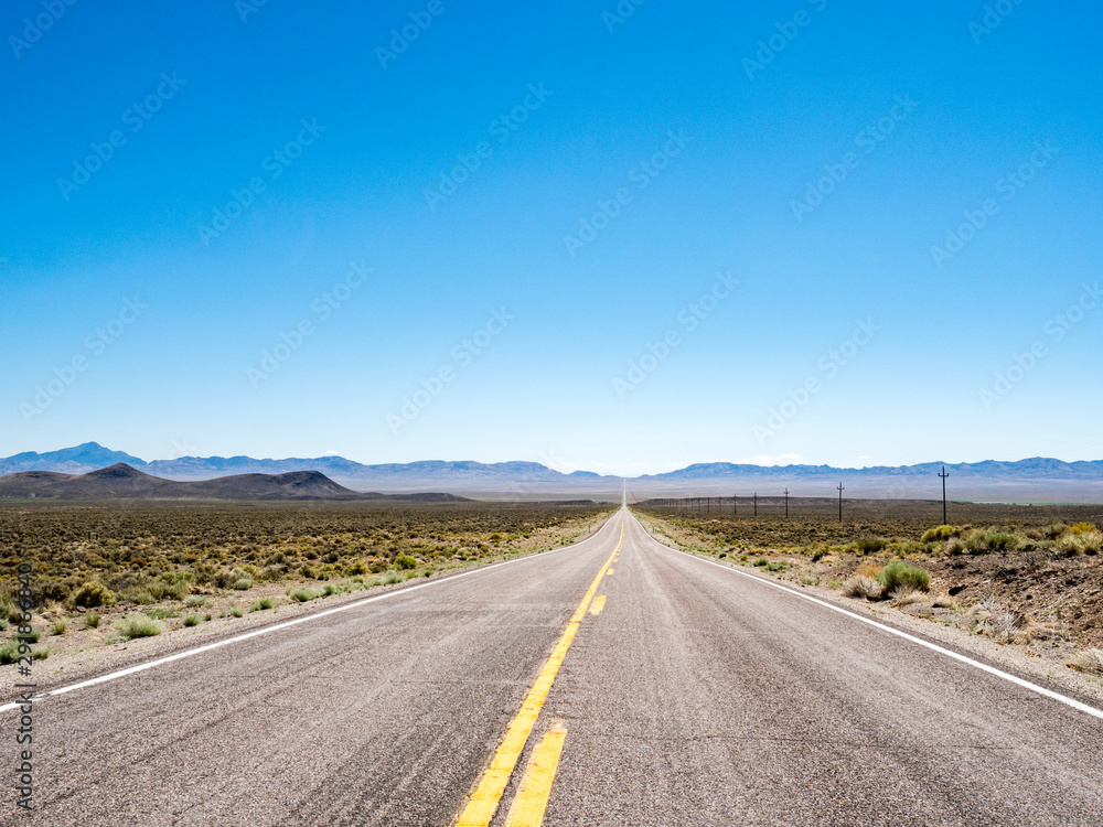 Lonely stretch of road between US Route 6 between Tonopah and Ely, Nevada Lonely stretch of road between US Route 6 between Tonopah and Ely, Nevada