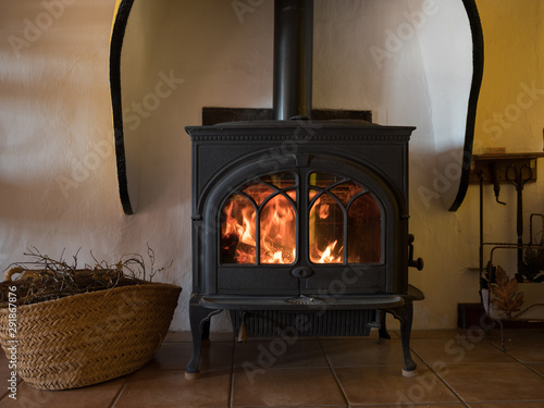 Fire place in a rural home