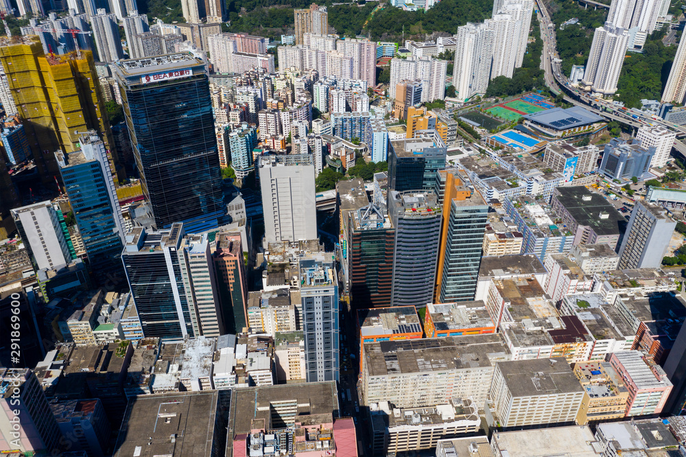 Fototapeta premium Aerial view of Hong Kong city