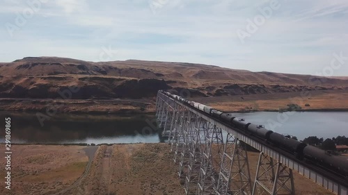 Train crossing the Joso High Bridge, a trestle bridge at Lyon's Ferry near the confluence of the Snake River and Palouse River photo