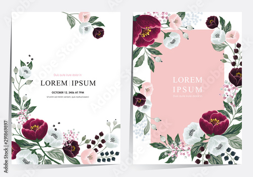 Vector illustration of a beatiful floral frame set in summer for Wedding, anniversary, birthday and party. Design for banner, poster, card, invitation and scrapbook 