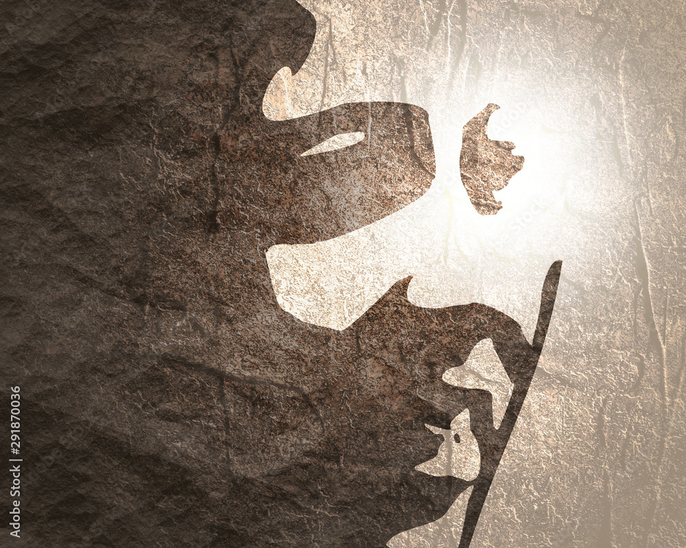Naklejka premium Face front view. Elegant silhouette of a female head. Portrait of a happy smiled woman