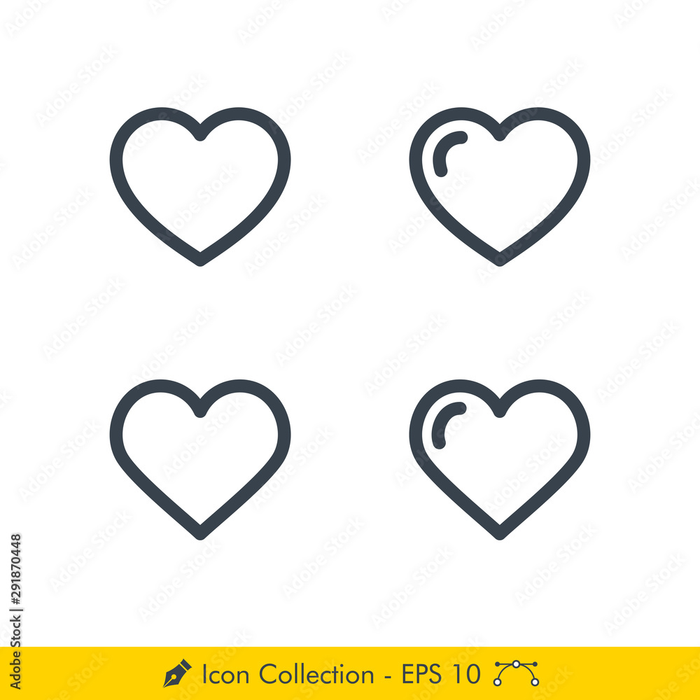 Set of Love Icon / Vector - In Line / Stroke Design