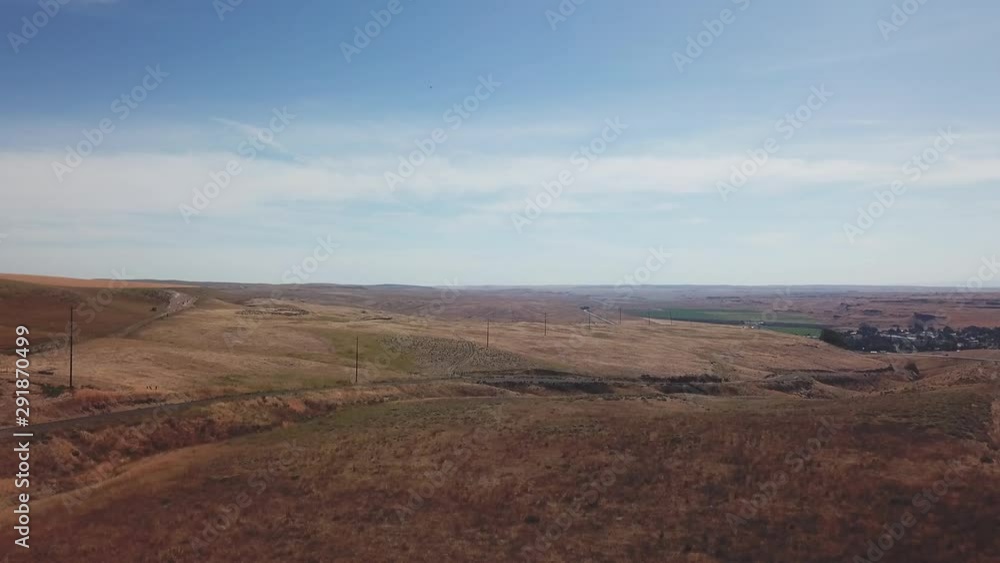 View of Highway that runs through the Scablands in Eastern Washington State View of Highway that runs through the Scablands in Eastern Washington State