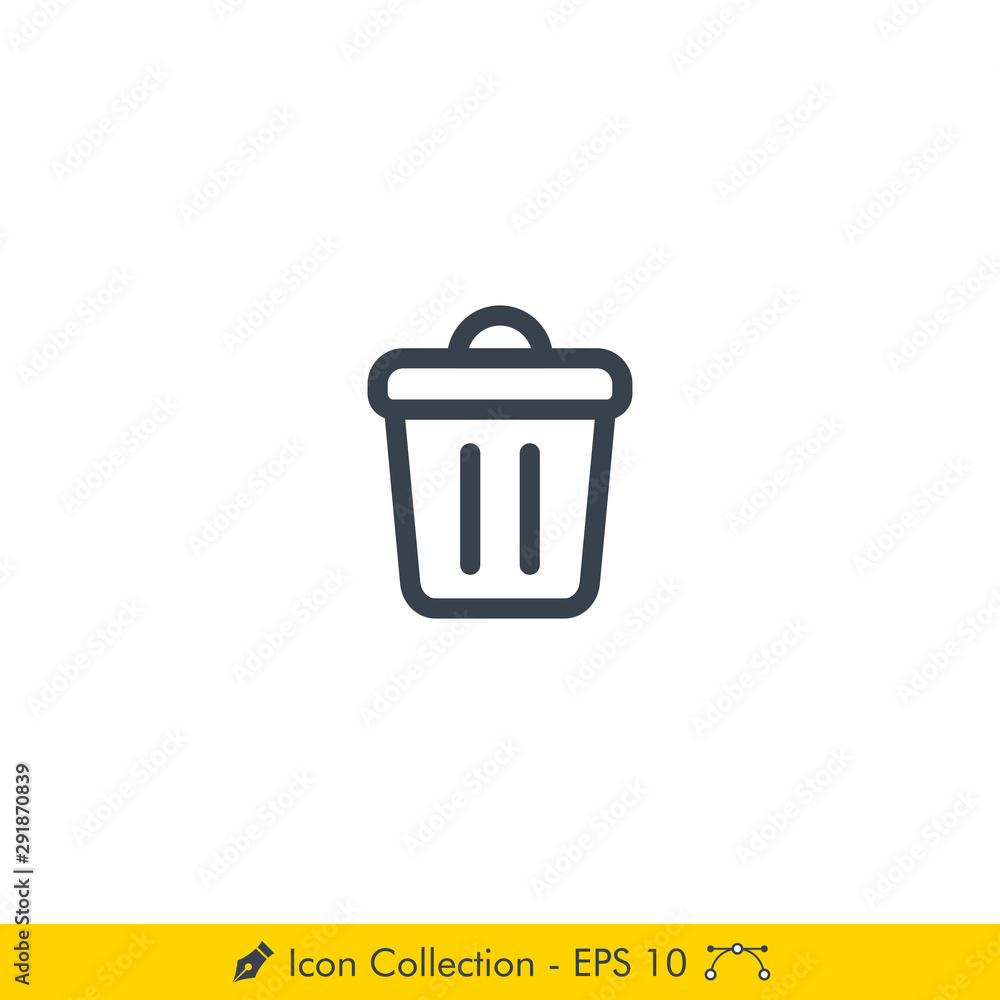 Trash or Bin Icon / Vector - In Line / Stroke Design Trash or Bin Icon / Vector - In Line / Stroke Design