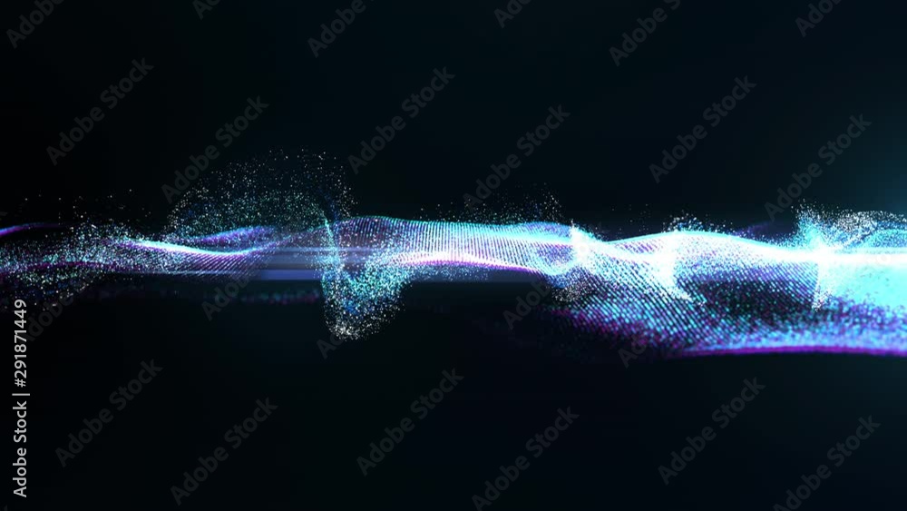 Digitally generated motion graphic particles wave flowing abstract in cyber space technology de-focus background Digitally generated motion graphic particles wave flowing abstract in cyber space technology de-focus background