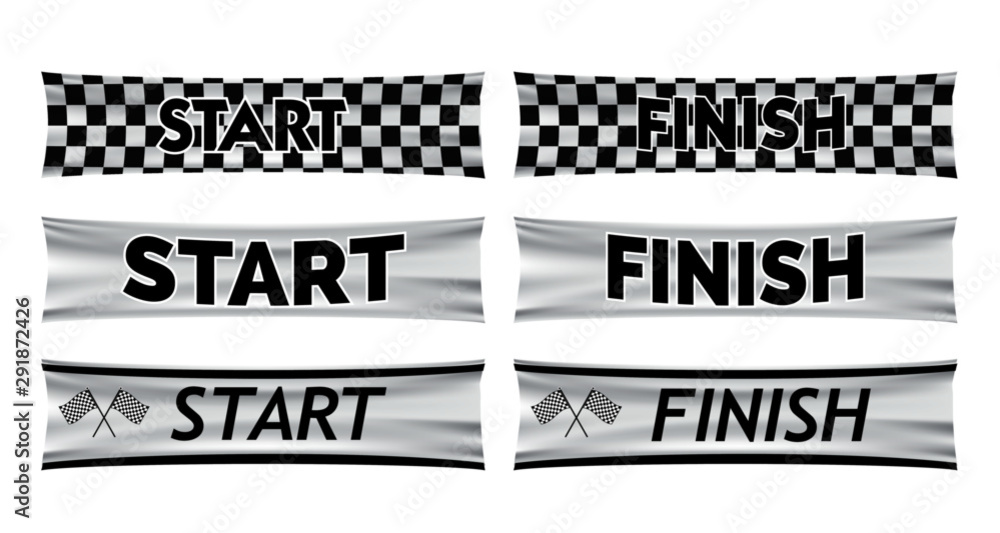 set of start and finish banner line for marathon run concept. easy to modify set of start and finish banner line for marathon run concept. easy to modify
