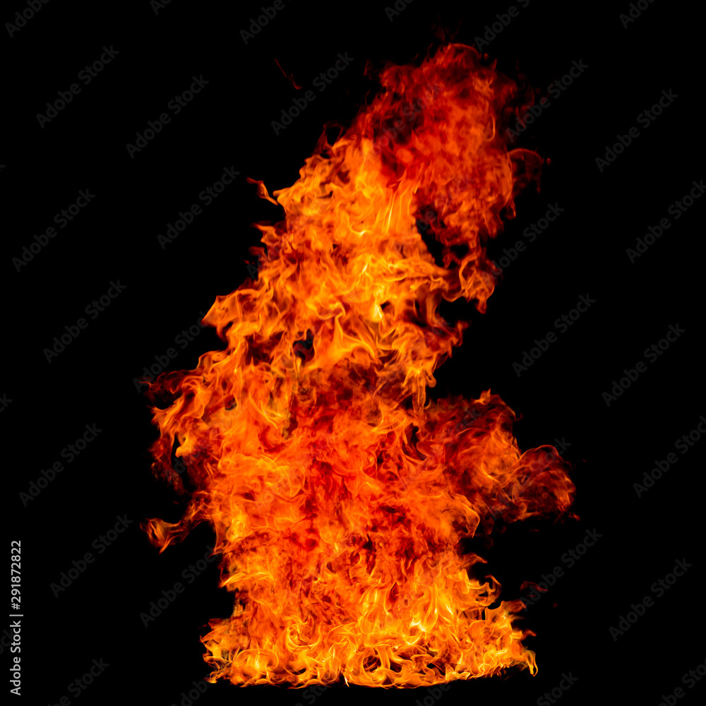 The flame is burning on the black background The flame is burning on the black background