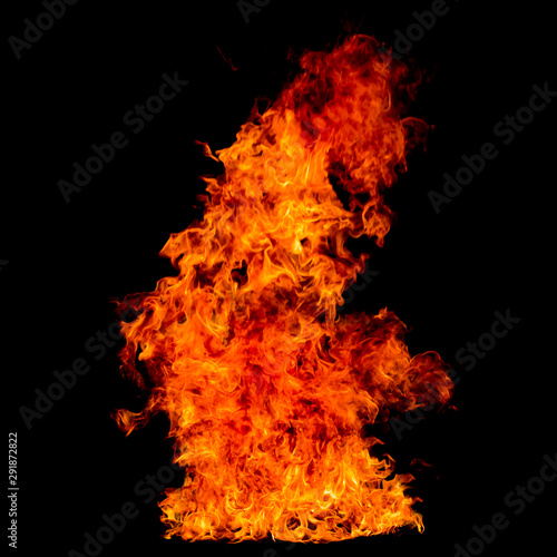 The flame is burning on the black background