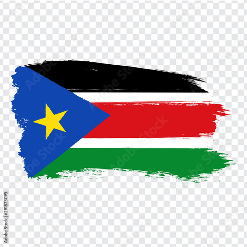 Flag Southern Sudan from brush strokes. Flag Republic of South Sudan on transparent background for your web site design  logo  app  UI.  Africa. Stock vector.  EPS10.