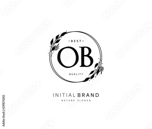 O B OB Beauty vector initial logo, handwriting logo of initial signature, wedding, fashion, jewerly, boutique, floral and botanical with creative template for any company or business.