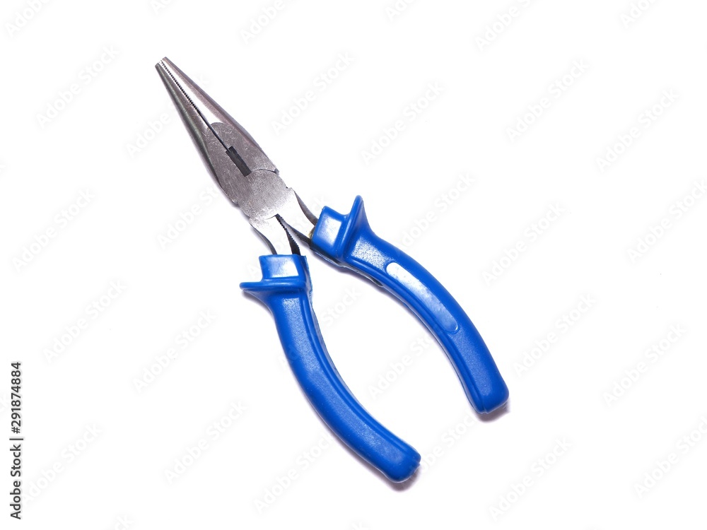 Long nose pliers on a white background. Long nose pliers on a white background.