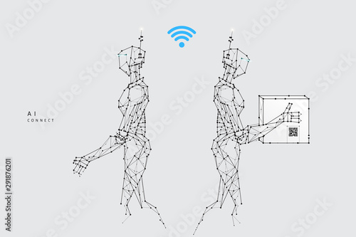 The particles, geometric art, line and dot of Robot delivery