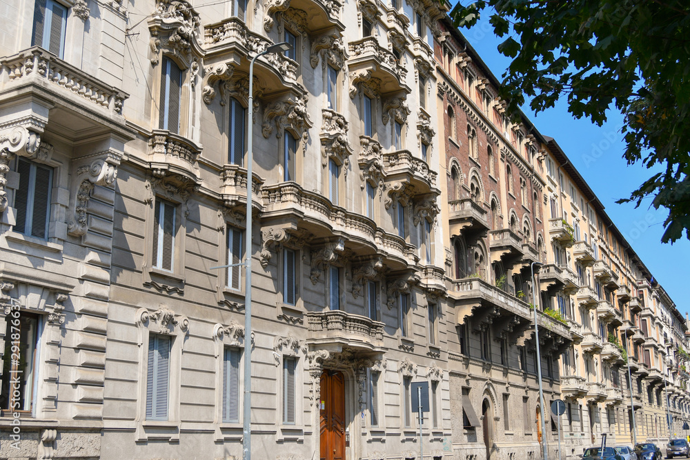 Old fashioned houses of a Street in Milan