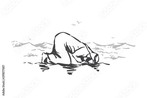 Islamic faith, religion, prayer concept sketch. Hand drawn isolated vector