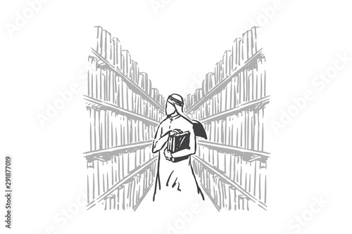 Learning, self-education concept sketch. Hand drawn isolated vector