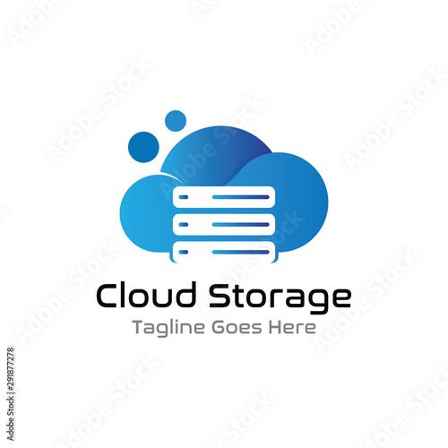 Cloud storage logo design with cloud and disk drive combination concept. vector illustration