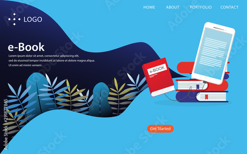 eBook, landing page vector illustration concept