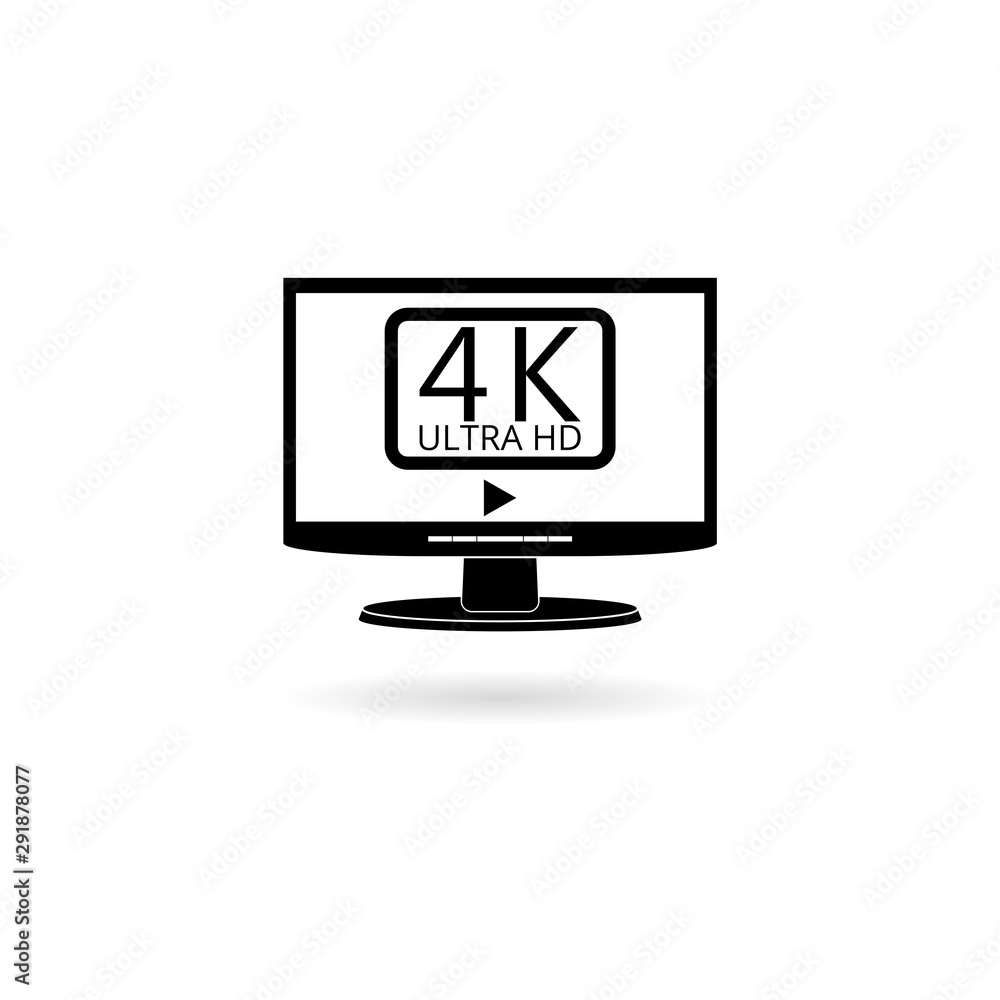 Screen tv with 4k Ultra HD video technology icon isolated on white background Screen tv with 4k Ultra HD video technology icon isolated on white background