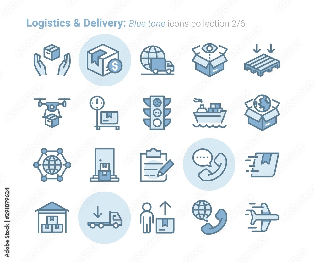 Logistics & Delivery vector icon outline bluetone collection Vol.2/6