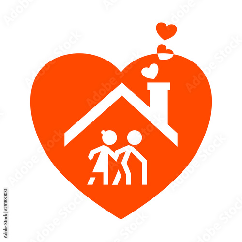 Old age home support icon. Flat style. Isolated on white background.