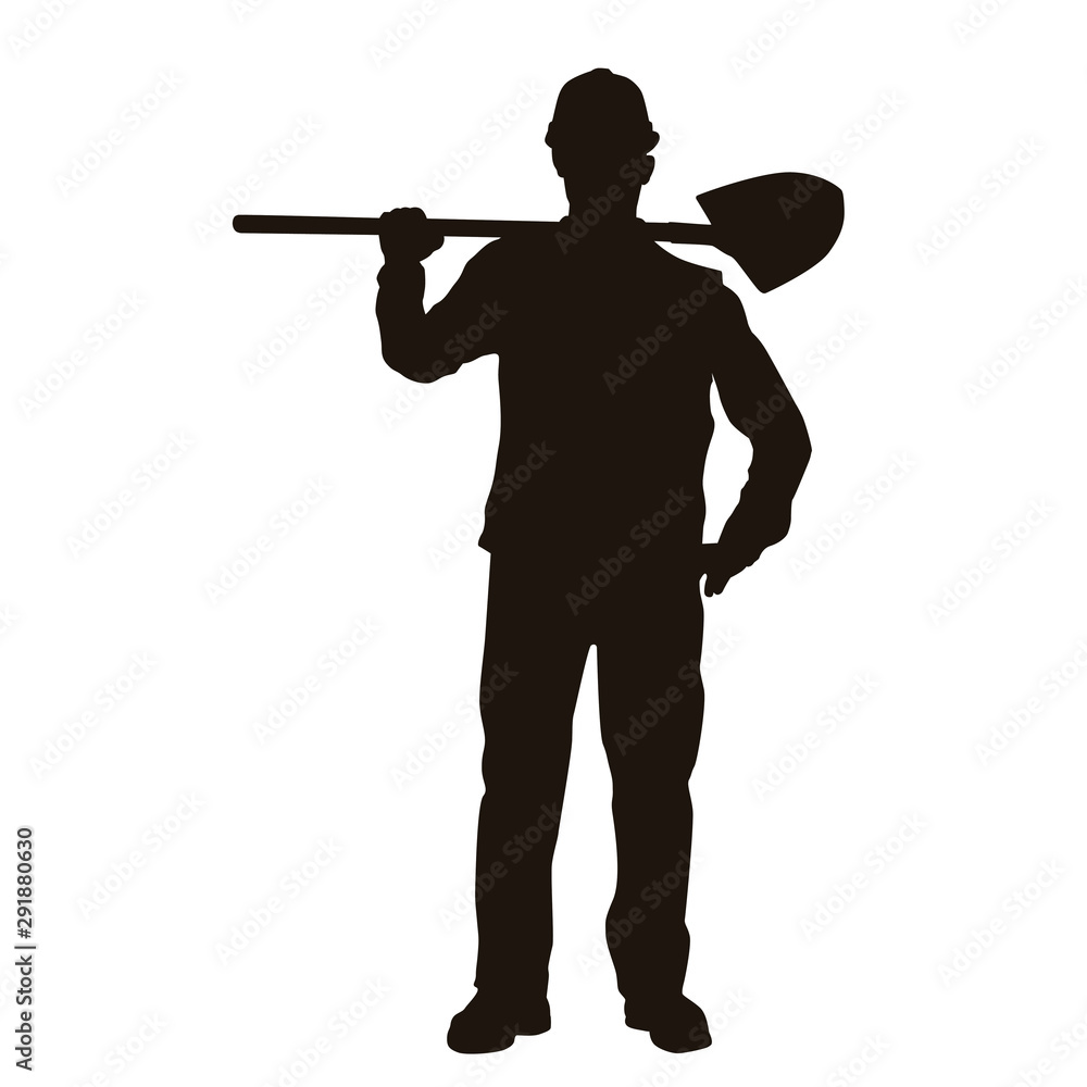 Silhouette of a worker using a shovel Silhouette of a worker using a shovel