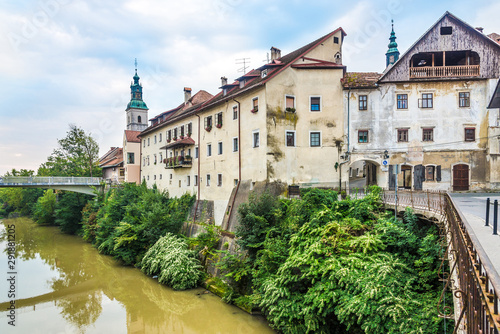 View at the Old part of Skofja Loka with Selca Sora river - Slovenia