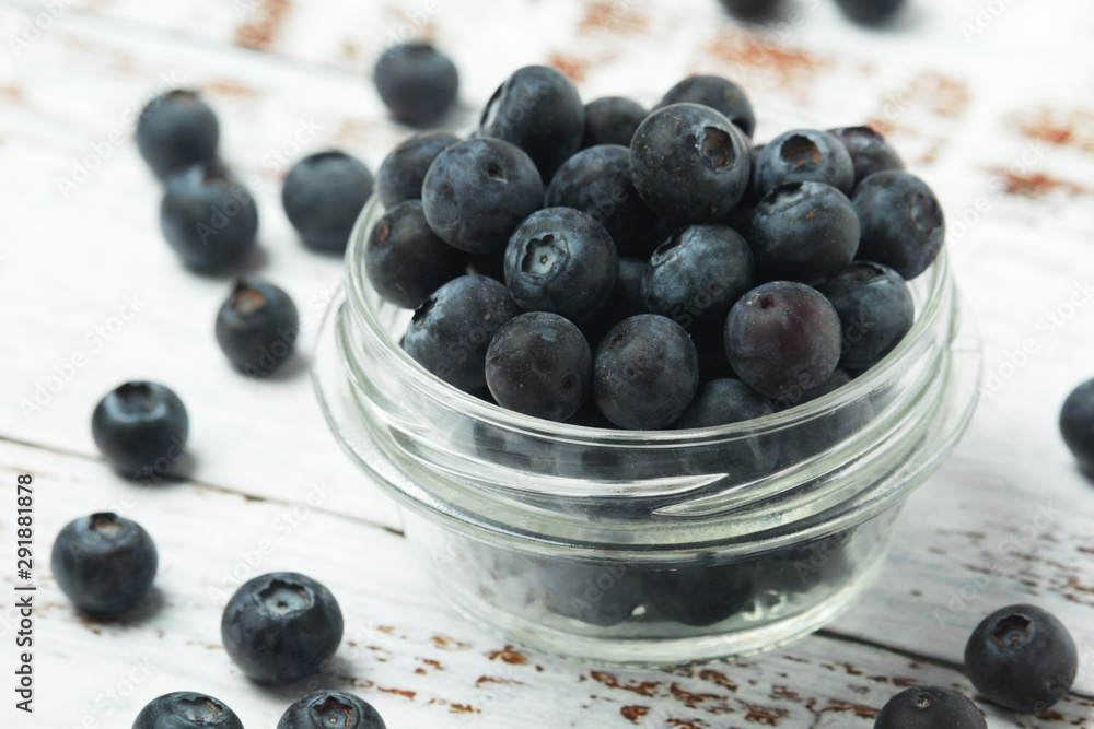 A glass bowl with blueberry A glass bowl with blueberry